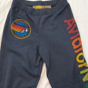 Aviator Nation Kids Charcoal Joggers with Rainbow Logo